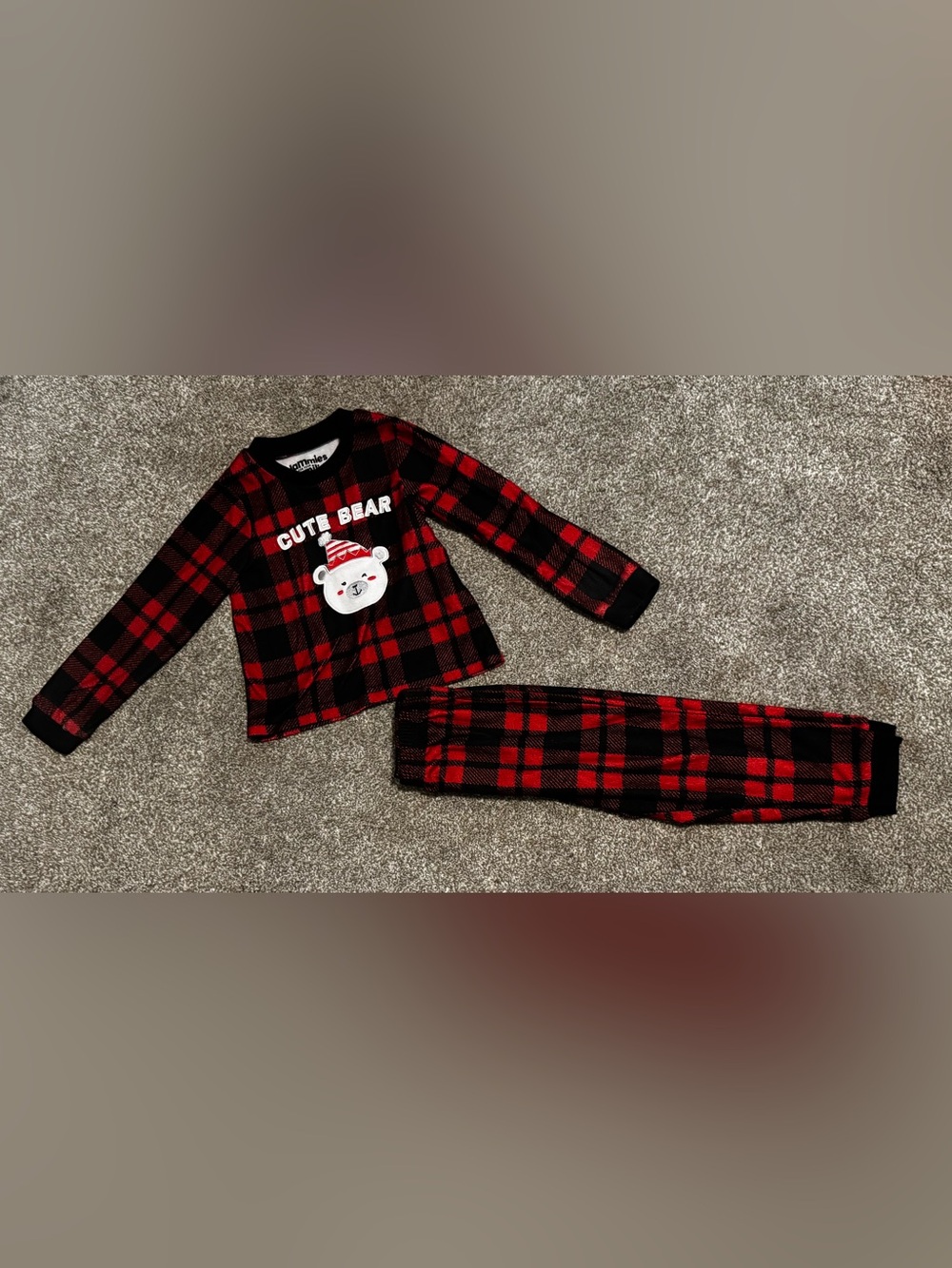Toddler Cute Bear Jammie for your families Christmas PJs 4T Red Black Plaid